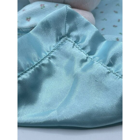 Carters Baby Security Blanket Pink Mouse Aqua Teal Blue Flowers Lovey Satin - Picture 5 of 7